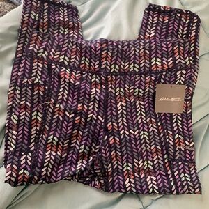 Eddie Bauer Girls' Purple Multicolor Chevron-Print Leggings